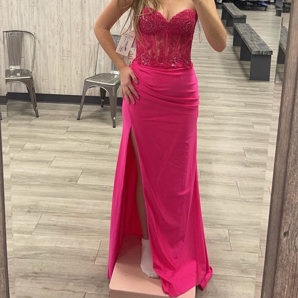 Sherri Hill Prom Dress: size 2 (can fit like a 4) in bright fuchsia. Brand new.